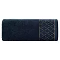 Ręcznik do rąk 30x50 cm bawełniany kolor granatowy zdobiony wzorem geometrycznym 500 g/m2 LAYLA