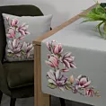 Poszewka na poduszkę 45x45 cm gobelinowa popielato, różowa z tkanym motywem kwitnących magnolii GOB