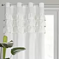 Zasłona welwetowa biała zdobiona falbanami 140x250 cm przelotka - SAMI