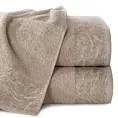 Ręcznik kąpielowy 70x140 cm bawełniany kolor beżowy z żakardową bordiurą 500 g/m2 RUBI