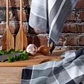 Komplet ściereczek kuchennych 2szt 50x70 cm bawełniany kolor czarny zdobionych w subtelną kratkę 200 g/m2 MONA