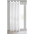 Firana biało, srebrzysta zdobiona nadrukiem przecierki 140x250 cm przelotka OLIVIA