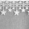 Firana świąteczna biała z etaminy zdobiona aplikacją z motywem gwiazdek 140x250 cm przelotki - XMAS