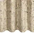 Zasłona beżowo, szampańska z metalicznym nadrukiem egzotycznych liści z welwetu 135x250 przelotka - ODETA