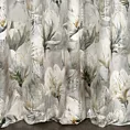Zasłona stalowo, srebrna z kwiatowym wzorem z welwetu 140x300 cm taśma imitująca flex - SANDY