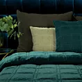 Poszewka na poduszkę 45x45 cm welwetowa ciemnozielona przeszywana w geometryczny wzór KRISTIN1 Eurofirany Premium