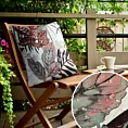 Poszewka na poduszkę 45x45cm z tkaniny wodoodpornej biało, pomarańczowa idealna na taras oraz balkon zdobiona motywem roślinnym GARDEN