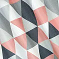 Zasłona biało, ciemnoróżowa z geometrycznym wzorem 140x250 cm przelotka - ADINA