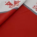 Obrus na stół 85x85 cm czerwono, biały welwetowy NOEL z motywem skandynawskim