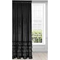 Zasłona welwetowa czarna zdobiona falbanami 140x250 cm taśma - CHARLOTTE