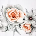 Pościel 220x200 cm bawełniana kolor biały, jasnopomarańczowy zdobiona nadrukiem kwiatów DIVA