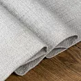 Obrus srebrny 145x350 cm z tkaniny przypominającej płótno STELLA 2 z podwójną listwą na brzegach