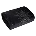 Koc świąteczny 150x200 cm czarno, złoty zdobiony nadrukiem śnieżynek
