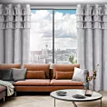 Zasłona srebrna zdobiona falbanami z moherowej tkaniny 140x250 cm przelotka - AGIS