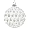 Szklana wytłaczana bombka choinkowa zdobiona perełkami