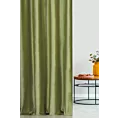 Zasłona szyta na taśmie 5 cm jasnozielona z tkaniny welwetowej w pionowe prążki, wykończona obciążnikiem