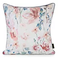 Poszewka na poduszkę 45x45 cm welwetowa, biało pomarańczowa z nadrukiem pastelowych kwiatów VELVET 156 Eurofirany Premium