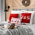 Poszewka na poduszkę 60x60 cm welwetowa, czerwono biała z motywem skandynawskim NOEL