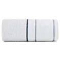 Ręcznik kąpielowy 50x90 cm bawełniany kolor biały z welwetową bordiurą i kontrastującymi paseczkami 500 g/m2 NEL