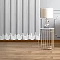 Firana szyta na taśmie fala SHARK biała z delikatnej matowej tkaniny ozdobionej miękkim, łańcuszkowym haftem