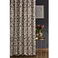 Zasłona szyta na taśmie 5 cm ALEPPO czarno złocista elegancka z dużym wzorem roślinno ornamentowym z połyskliwą nicią lureksową i efektem marszczenia