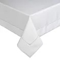 Obrus biały 140x180 cm KARIN z ozdobną listwą oraz srebrną wypustką w eleganckim opakowaniu