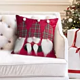 Poszewka na poduszkę świąteczna 45x45 cm czerwono, biała zdobiona aplikacja trzech skrzatów