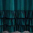 Zasłona ciemnoturkusowa z welwetu zdobiona trzema subtelnymi falbanami 140x250 cm przelotka MEGI