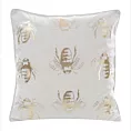 Poszewka na poduszkę 45x45 cm welwetowa, biało złocista z motywem pszczół BILNK