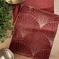Bieżnik na stół ceglasto, złoty 35x140 cm welwetowy BLINK 14 z dużym wzorem wachlarzy w stylu art deco