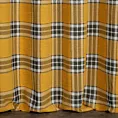 Zasłona szyta na flexach musztardowo naturalna z grubej, szenilowej tkaniny w elegancką kratę