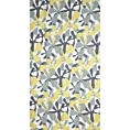Zasłona biało, żółta w graficzny wzór kwiatów 140x250 cm przelotka - DORIN - Design 91