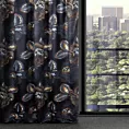 Zasłona czarno, popielata z tkaniny welwetowej 140x270 cm taśma - PEONIA 2 - Limited Collection