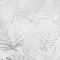 Zasłona  biało, srebrna zdobiona błyszczącym motywem egzotycznych liści 140x250 cm przelotki - ZARIA