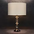 Lampa stołowa beżowa SANDI zdobiona szklanymi kryształkami oraz matowym abażurem