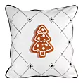 Poszewka na poduszkę 60x60 cm świąteczna z miękkiego welwetu biało brązowa z motywem piernikowej choinki JOY
