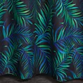 Zasłona czarno, granatowa zdobiona nadrukiem palmowych liści 140x250 cm przelotka - PALMAS