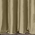 Zasłona szyta na flexach złota z tkaniny welwetowej w pionowe prążki, wykończona obciążnikiem