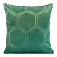 Poszewka na poduszkę 45x45 cm welwetowa ciemnozielona ze złotym wzorem plastra miodu BLINK