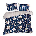 Pościel 220x200 cm bawełniana kolor granatowy, ciemnokremowy z wzorem kwiatowym NIKA 48