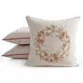 Poszewka na poduszkę świąteczna 45x45 cm o strukturze lnu beżowa zdobiona aplikacją