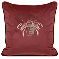 Poszewka na poduszkę 45x45 cm welwetowa kolor czerwony z nadrukiem złotej pszczoły BLINK