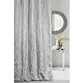 Zasłona szyta na flexach JAMIL srebrna z tkaniny o nieregularnym wypukłym wzorze i lekkim połyskiem