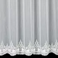 Firana szyta na taśmie fala SHARK kremowo srebrna z delikatnej matowej tkaniny ozdobionej miękkim, łańcuszkowym haftem