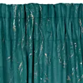Zasłona welwetowa ciemnoturkusowa ze złotym wzorem przecierki 140x300 cm taśma - NADIA