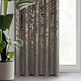 Zasłona welwetowa grafitowa zdobiona nadrukiem liści 140x270 cm taśma - FELIS