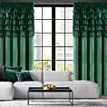 Zasłona welwetowa ciemnozielona zdobiona falbanami 140x270 cm taśma - AURA