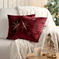 Poszewka na poduszkę świąteczna 45x45 cm welwetowa bordowo, szampańska zdobiona haftem z motywem gwiazd