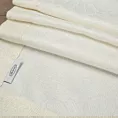 Bieżnik na stół kremowy 40x180 cm LILIAN z delikatnym wzorem liści z tkaniny przeplatanej złotą nicią z elegancką podwójną listwą