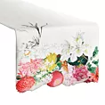 Bieżnik na stół naturalno, czerwony 40x140 cm SUMMER 3 z nadrukowanym motywem kwitnących kwiatów